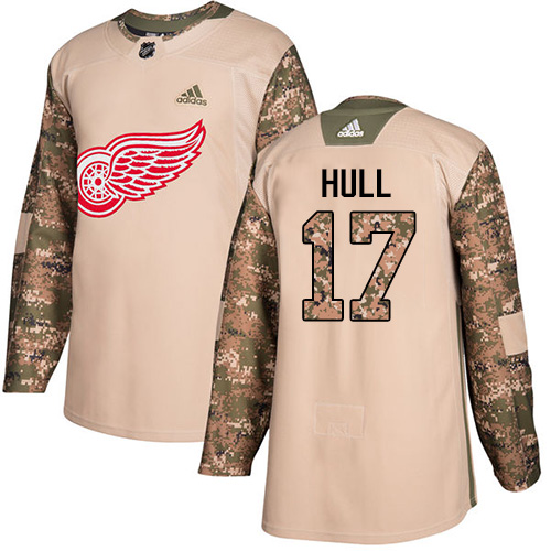 Adidas Red Wings #17 Brett Hull Camo Authentic Veterans Day Stitched NHL Jersey